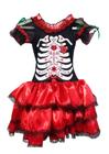 Vestido Halloween Caveira Mexicana Infantil Adulto Luxo Costume