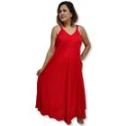 Vestido Indiano Alça Trapézio Longo Liso Viscolinho