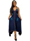 Vestido Indiano Lenço Batik e Bordados Costas Abertas 330-C