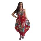 Vestido Indiano Longo Trapézio Midi Viscose Plus Size Verão