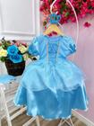 Vestido Infantil Cinderela Azul Cinto Pérolas Luxo Princesas - Temáticos  Luxo - Vestido Infantil - Magazine Luiza