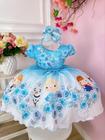 Vestido Infantil Azul Princesas Frozen Baby Festas Luxo super luxo festa RO1203AZ