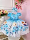 Vestido Infantil Azul Princesas Frozen Baby Festas Luxo super luxo festa RO1203AZ