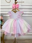 Vestido Infantil Bebê Chuva de Amor Peito Strass e Pérolas