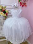 Vestido Infantil Branco Busto Strass Damas Luxo Festas