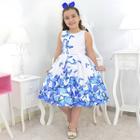 Vestido Infantil Branco Com Borboletas Azuis