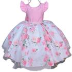 Vestido infantil busto rosa e saia floral luxo d4122