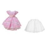 Vestido Infantil Chuva De Benção Nuvem Rosa + Saiote De tule