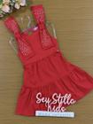 Vestido Infantil Cinti Verão Vermelho com Laços Strass Natal