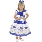 Vestido infantil Com Bolero Azul Marinho e Rosas Branca, Casamento Formatura