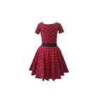 Vestido Infantil Com Mangas Meninas Anos 60 Godê Duplo Poá Vermelho Bolinha