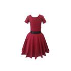 Vestido Infantil Com Mangas Meninas Anos 60 Godê Duplo Poazinho Vermelho Bolinha