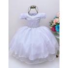 Vestido Infantil Com Tiara de Cabelo Branco Batismo Batizado Comunhão Eucaristia Dama Daminha Florista Formatura