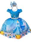 Vestido Infantil Da Cinderela Luxo Perfeito Para Princesa Tematico