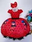 Vestido Infantil da LadyBug Vermelho com Bolinhas Pretas