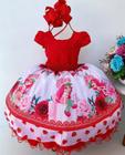 Vestido Infantil Da Monranguinho Vermelho Princesa Festa Temático