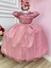 Vestido Infantil Damas Honra Casamento Rose C/ Renda Pérola Luxo Festa  2266RZ