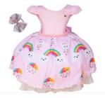 Vestido Infantil De Festa Menina Chuva De Amor Tiara Luxo