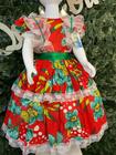 Vestido infantil de quadrilha Maria Bonita, mini chapéu e saiote - MB0079