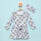 Vestido Infantil Duzizo Panda Manga Longa C/ Faixa de Cabeça