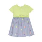 Vestido Infantil em Canelado Capri e Chambray Kukiê