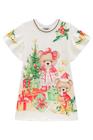 Vestido Infantil em Fly Tech Ursinhas Fofa Natal - Festas Kukiê