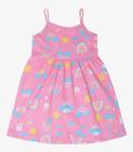 Vestido Infantil Estampado de Alcinha Bju Kids Rosa