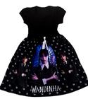 Vestido infantil festa Halloween Wandinha Addams mãozinha