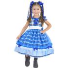 Vestido infantil Festa Junina São Joao Quadrilha Xadrez Azul - Moderna Meninas