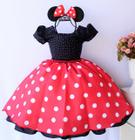 Vestido Infantil Festa Luxo Minnie Vermelho e Orelha