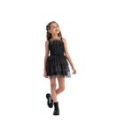 Vestido Infantil Festa Luxo Preto Brilho Princesa 23522