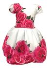 Vestido Infantil Floral Batizado Aniversário Buquê De Rosas