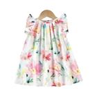 Vestido Infantil Floral de Princesa - Manga Voadora - Atacado