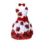 Vestido Infantil Floral Rosas C/ Vermelho Festa Luxo