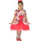 Vestido Infantil Floral Tule Vermelho Glitter: Natal, Casamento e Formatura