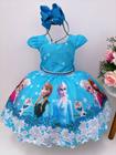 Vestido Infantil Frozen Princesa Gelo Olaf C/ Pérolas Luxo festa 3106AZ