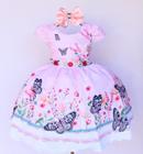 Vestido Infantil Jardim Encantado Borboletas Luxo E Tiara