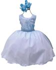 Vestido Infantil Juvenil Azul Com Renda Cinderela Frozen