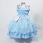 Vestido Infantil Juvenil Luxo de Festa Princesa Elsa Frozen + Capa (Tam 4 ao 12)