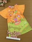 Vestido Infantil Kukie Alecrim Verão Laranja Ursinho