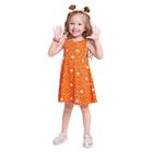 Vestido Infantil Kyly em Algodão Estampa Coração cor Laranja