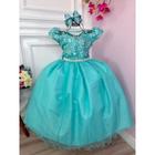 Vestido Infantil Longo Azul Verde Turquesa Formatura Casamento Dama Daminha Florista Festa Rodado Menina Social Luxo