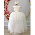 Vestido Infantil Longo Branco Off White Marfim Batismo Batizado Casamento Formtura Dama Daminha Florista Noivinha Festa