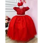 Vestido Infantil Longo Vermelho Casamento Formatura Dama Daminha Florista Princesa Elena de Avalor Menina Rodado Festa