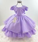 Vestido infantil luxo de festa de princesa rosa e lilás (tam 1 ao 4) cod.000456