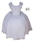 Vestido Infantil Luxo Meninas Liso Daminha Formal Com Tiara