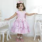 Vestido infantil luxuoso floral e bordados em perolas