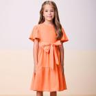 Vestido Infantil Malha Com Laço Sunset Laranja Momi