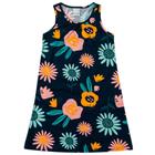 Vestido Infantil Malwee Curto Azul Flores