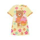 Vestido Infantil Manga Evasê Pompom Urso Mel Abelha Laço